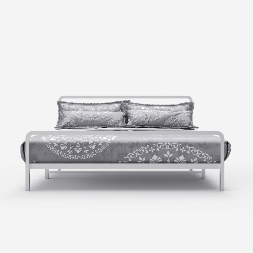 Skjern, Cama de casal de Metal c/Estrado, Resistente, 160x200