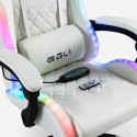 Cadeira de Gaming Branca Poltrona Massajadora LED Reclinável Ergonómica Pixy Plus 