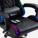 Cadeira de Gaming p/Jogar LED Confortável c/Rodas Reclinável Ergonómica The Horde Plus 