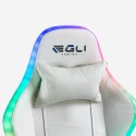 Cadeira Gaming Branca c/LED Reclinável Ergonómica Confortável Pixy Modelo