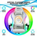 Cadeira de Gaming Branca Poltrona Massajadora LED Reclinável Ergonómica Pixy Plus Custo