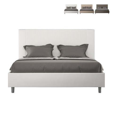 Recipiente de cama de casal 160x190 moderno imitação de couro Goya M