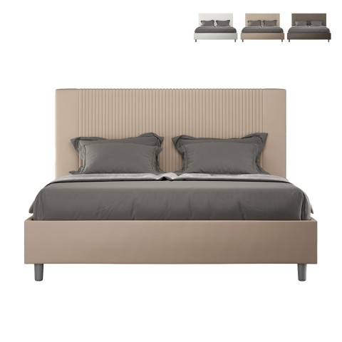 Recipiente de cama de casal 160x200 moderno imitação de couro Goya M1